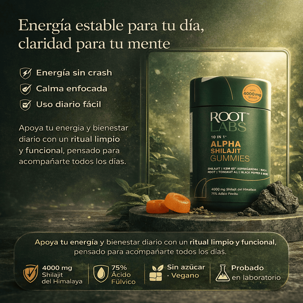 Alpha Shilajit Gummies potencia tus mejores momentos (Shilajit + Maca).