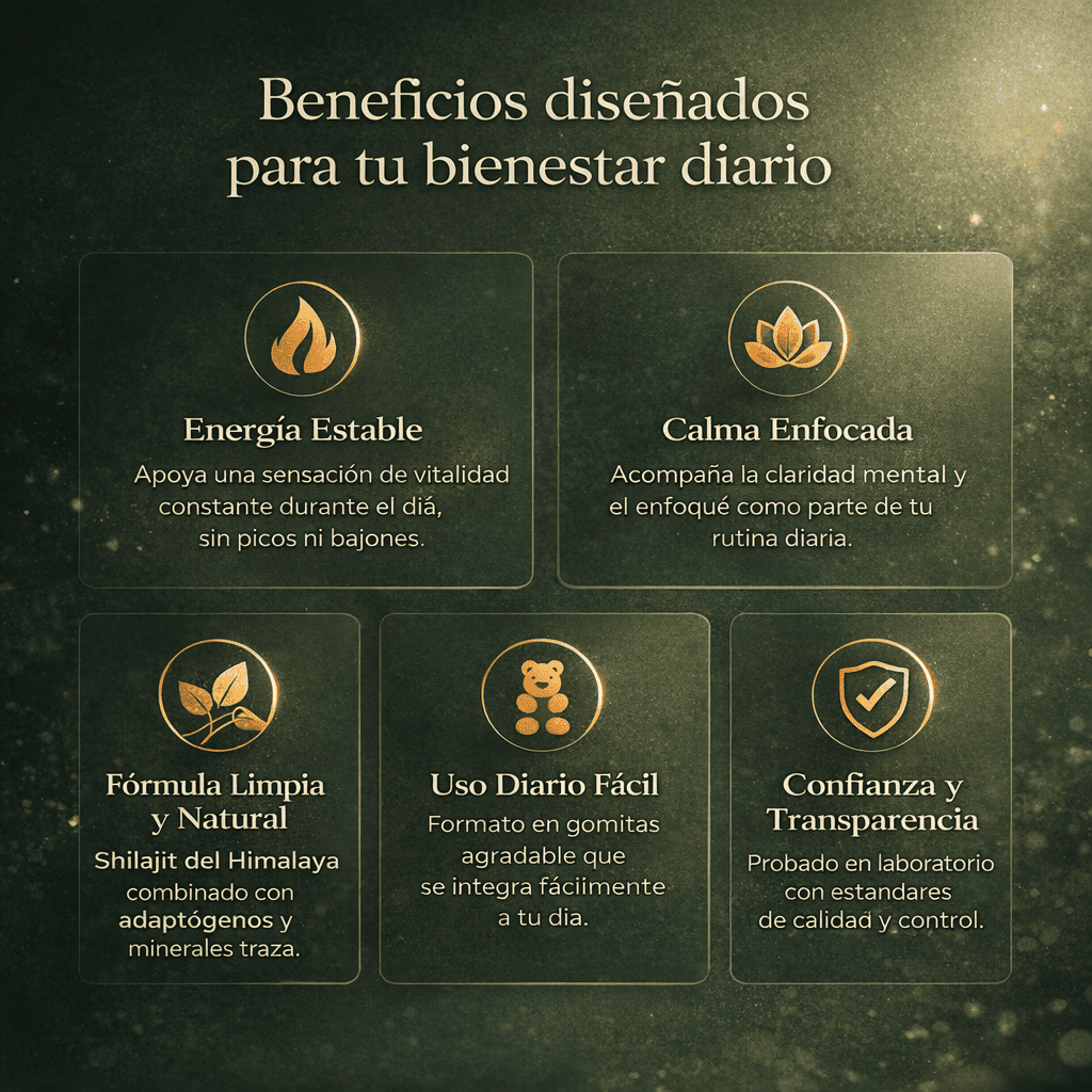 Alpha Shilajit Gummies potencia tus mejores momentos (Shilajit + Maca).